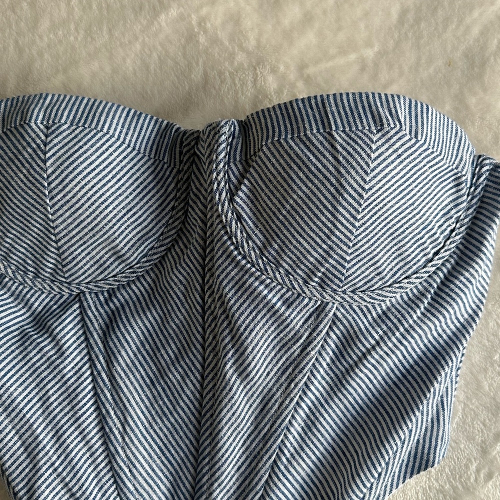 Calista NYC Blue and White Striped Tube Top
